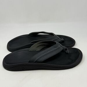 Olukai Hokua Sandals Flip Flops Mens 13 Gray Green Thong Comfort Casual Beach